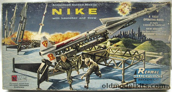 Renwal 1/32 MIM-3 Nike Ajax Anti-Aircraft Guided Missile - With Launcher and Crew, M550-149 plastic model kit